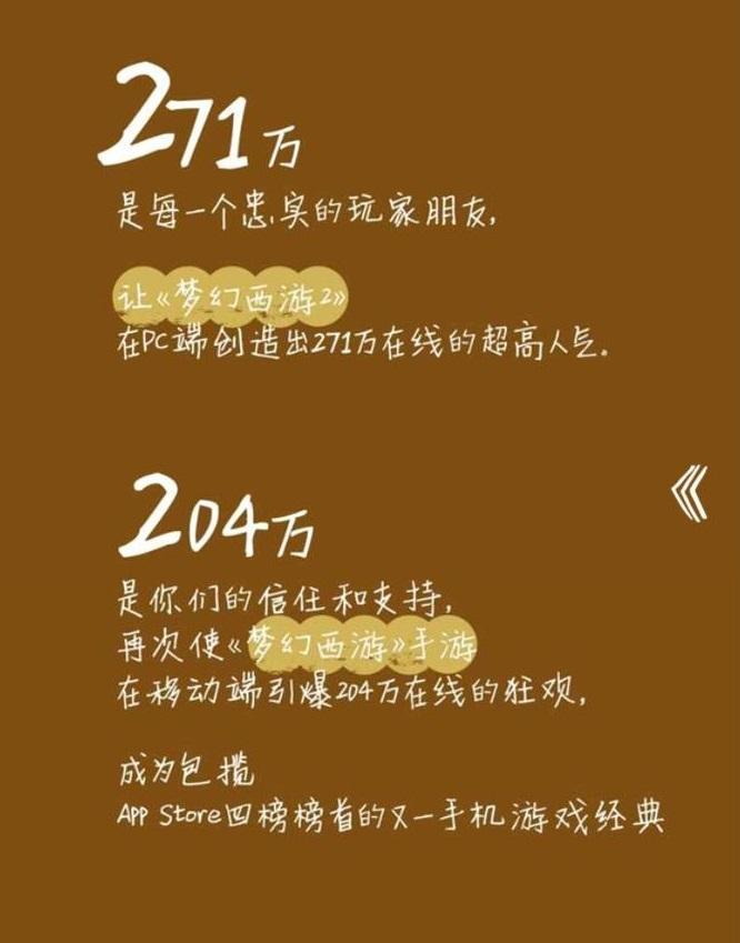 《梦幻西游》手游在线突破204万 感谢有你